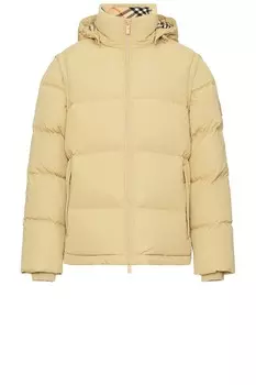 Короткий пуховик Burberry, цвет Flax Sand Check