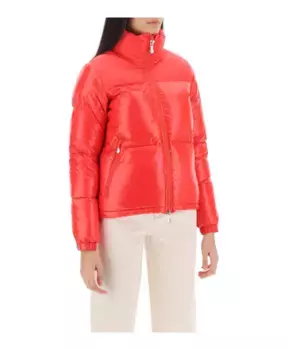 Короткий пуховик из блестящего нейлона Pyrenex, красный