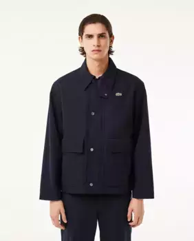 Короткий пуховик с водонепроницаемым дизайном и кнопками Lacoste, темно-синий
