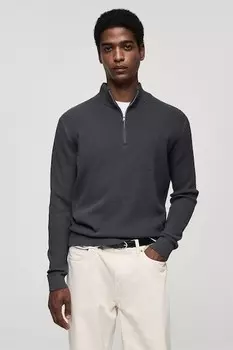 Короткий пуловер Antigua на молнии Mango, темно-синий