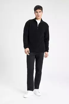 Короткий пуловер на молнии DeFacto, черный