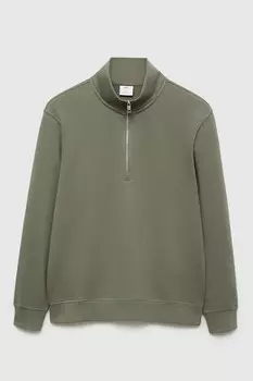 Короткий пуловер на молнии Mango, папоротник зеленый