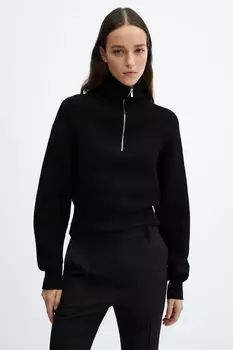 Короткий пуловер Rolon на молнии Mango, черный
