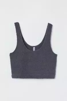 Короткий пушистый топ H&M, темно-серый