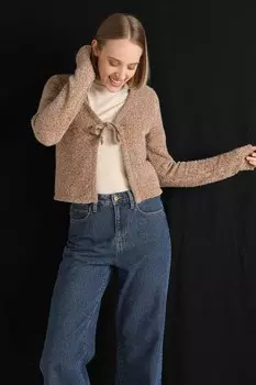 Короткий пушистый жилет Colin'S, коричневый