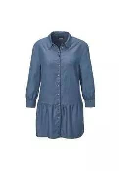 Короткий размер: туника свободного кроя блузка из приятного качества. Goldner, голубой