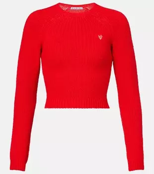 Короткий ребристый свитер из хлопковой смеси Acne Studios, Bright Red