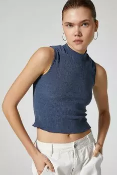 Короткий рельефный топ Koton, синий