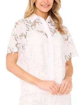 Короткий рукав Блуза из кружева All Over Lace Ted Baker, белый