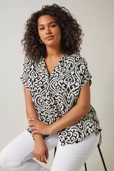 Короткий рукав блузка Evans, черный