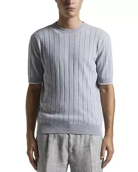 Короткий рукав, фактурный свитер Peserico, серый