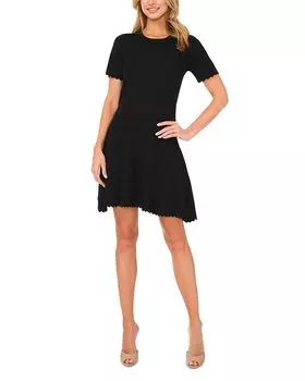 Короткий рукав, круглый вырез с застежкой на спине, ажурная вязка и резинка Ted Baker, черный