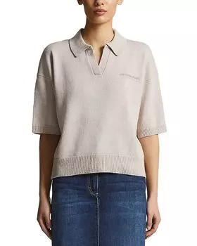 Короткий рукав Поло Свитер Peserico, коричневый/бежевый