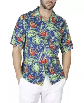 Короткий рукав, рубашка кэмп Tailorbyrd, синий