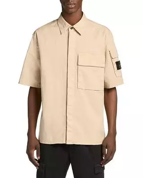 Короткий рукав, рубашка с карманом Stone Island, коричневый/бежевый