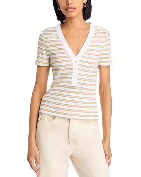 Короткий рукав, топ Dekalb Veronica Beard, коричневый/бежевый