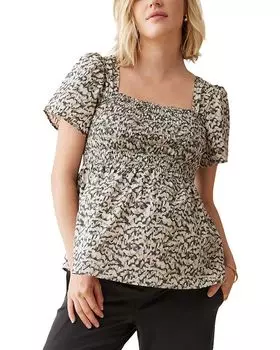 Короткий рукав, топ со сборками Ingrid & Isabel, зеленый