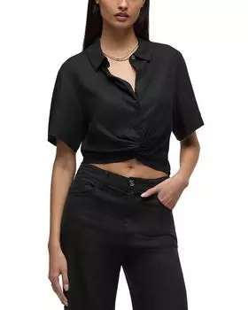 Короткий рукав Узелковая рубашка Hudson, черный