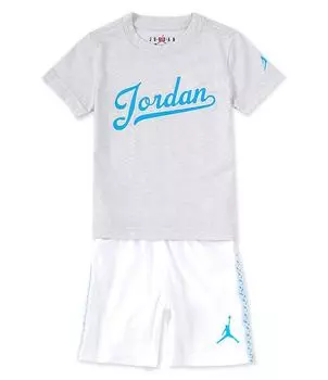 Короткий сетчатый комплект Jordan Little Boys 2T-7 с короткими рукавами MJ Flight MVP, белый