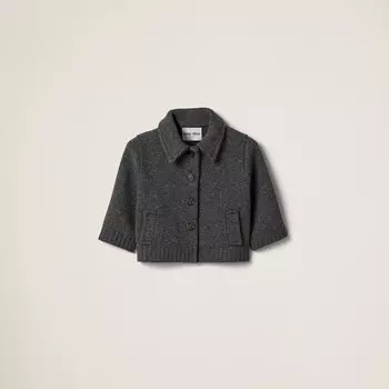 Короткий шерстяной кардиган Miu Miu, серый