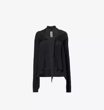 Короткий шерстяной кардиган с запахом спереди Rick Owens, черный