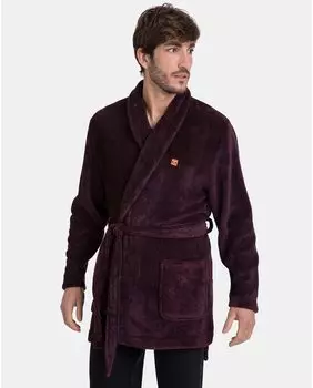 Короткий скрещенный мужской халат бордового цвета Massana, красный