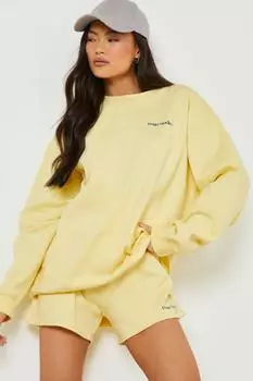 Короткий спортивный свитер с принтом dsgn studio Boohoo, лемон