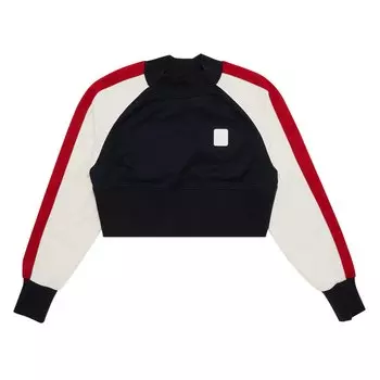 Короткий свитер Balmain реглан 70-х годов Bleu Marine Fonc/Rouge Fonc