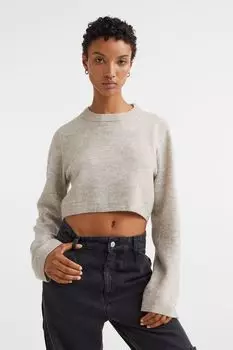 Короткий свитер H&amp;M, светло-бежевый меланж