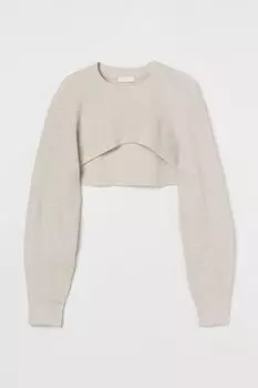 Короткий свитер H&amp;M, светло-бежевый меланж