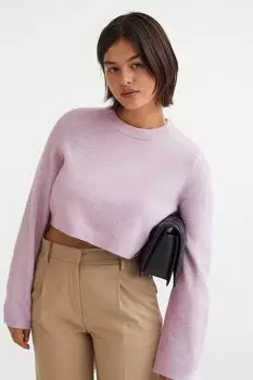 Короткий свитер H&amp;M, светло-фиолетовый меланж