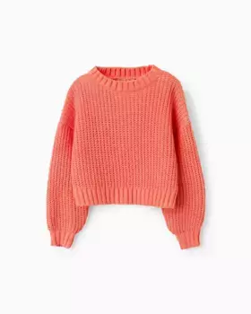 Короткий свитер очень мягкой вязки для девочки Zippy, оранжевый
