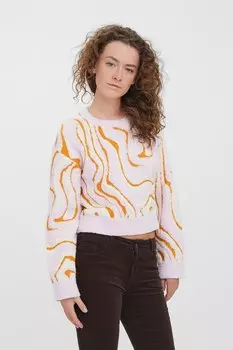 Короткий свитер с фигурным узором Vero Moda, оранжевый