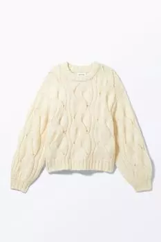 Короткий свитер с косами Monki, белый