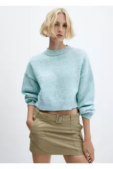 Короткий свитер с пышными рукавами Mango, синий