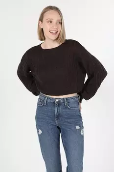 Короткий свитер с узором «восьмерка» Colin'S, коричневый