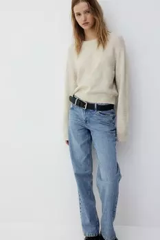Короткий свитер тонкой вязки H&M, бежевый