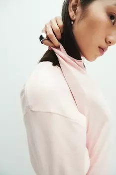 Короткий свитер тонкой вязки H&M, розовый
