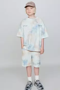 Короткий толстовка с расцветкой tie-dye и лозунгом ZARA, разноцветный