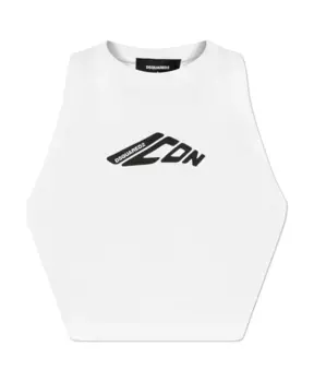 Короткий топ без рукавов Dsquared2, белый