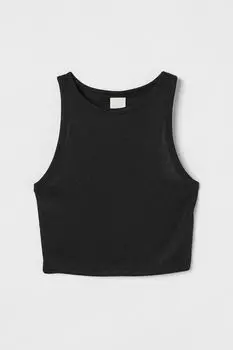 Короткий топ без рукавов H&amp;M, черный/блеск
