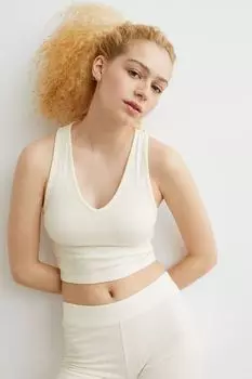 Короткий топ без рукавов H&amp;M, сливочный