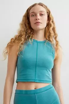 Короткий топ без рукавов H&amp;M, темно-бирюзовый