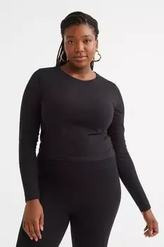 Короткий топ из джерси H&amp;M, черный