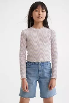 Короткий топ из хлопкового трикотажа в рубчик H&amp;M
