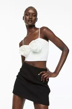 Короткий топ с аппликациями H&M, белый