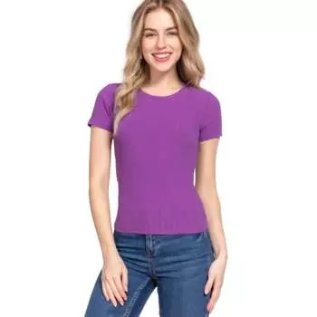 Короткий топ с круглым вырезом и разноцветной резинкой FASHNZFAB, фиолетовый