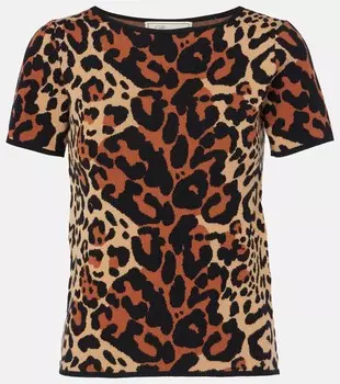 Короткий топ с леопардовым принтом Blumarine, цвет brown sugar/black