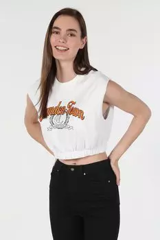 Короткий топ с надписью Colin'S, белый