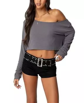 Короткий топ с открытыми плечами Edikted, серый